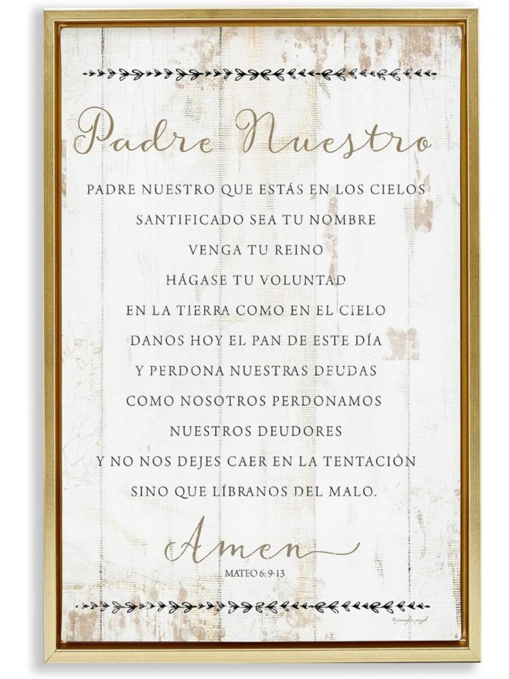 Padre Nuestro Oración Canvas Art | Floating Frame Wall Decor for Home